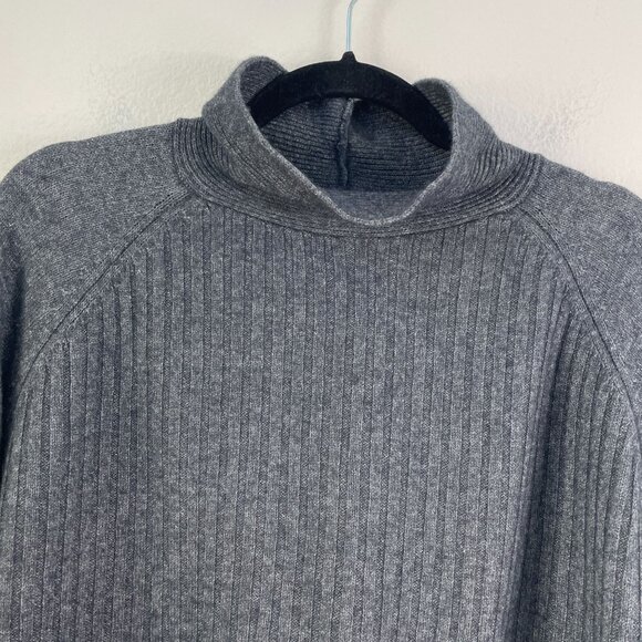 Toad & Co Womens Large Ribbed Gray Sweater Non Mulesed Lambswool Blend High Neck - Picture 8 of 12